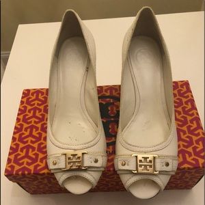 Tory Burch peep toe wedge